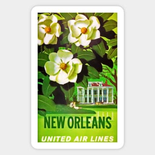 Beautifully Restored United Airlines Vintage Travel Poster - New Orleans Sticker